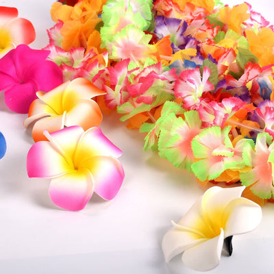 52 Pezzi Ghirlanda Hawaiana Collana, 36 Hawaiana Luau Leis Con 16 Fermagli per Capelli a Fiori Hawaiani, Collane Hawaii Fiori per Tropicale Spiaggia a Tema Festa Decorazioni