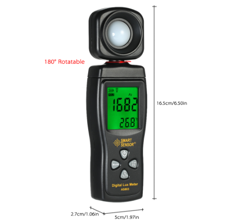 SMART SENSOR AS803 Mini Digital Lux Meter LCD Display Illuminometer UV Radiometers Photometer Luxmeter Light Meter 0-200000 Lux