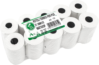 10 Rotoli Pos 57Mm X 16M X 12Mm - Rotoli Pos Di Carta Termica - Ricevute Bancomat Rotolini per Terminale Pos E Pagamento Elettronico 57X35X12 (10 Rotoli)