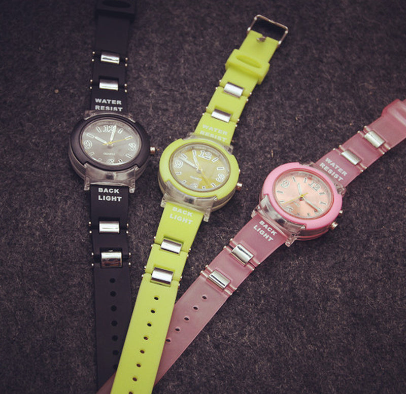 Korean Version of the LED Light Cool Tide Damen Harajuku Trend Personality of Students Leisure Sports Night Watch Jelly