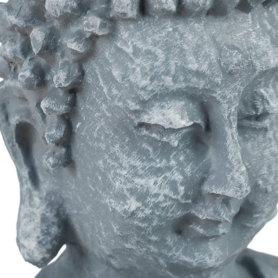 Statua Del Buddha Seduto, 30Cm Da Giardino E Soggiorno, in Poliresina, Impermeabile Anti-Gelo Grigio Chiaro