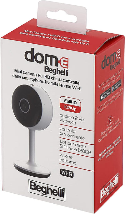 -Telecamera Wifi Interno Full HD, Videocamera Di Sorveglianza Dom-E, Sensore Di Movimento, Visione Notturna 10M, Controllo Smartphone, Audio Bidirezionale, Rotazione Orientabile, 1 Unità