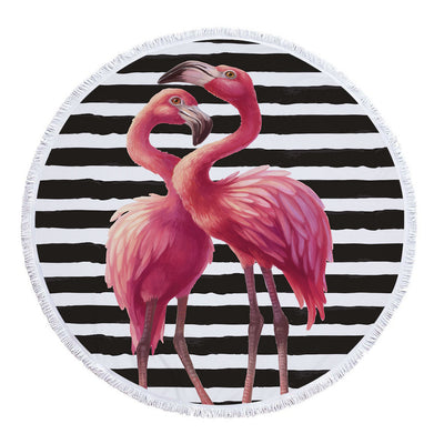 Flamingo round Beach Towel
