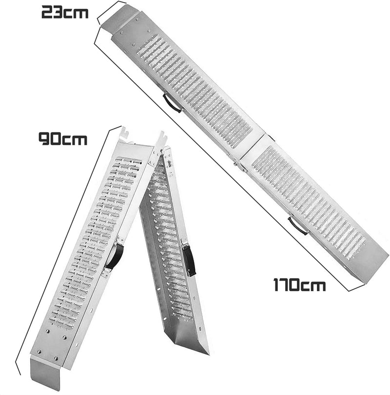 Taurus 250 - Rampa Da Carico in Acciaio Antiscivolo Da 250 Kg. Rampa Da Carico per Moto Scooter Rampa Da Marciapiede Dotata Di Maniglie. 170X22,5X4,5 Cm