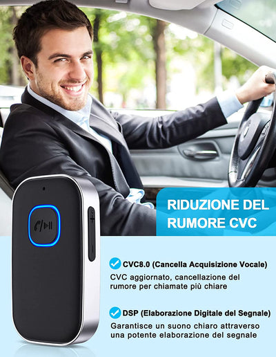 Ricevitore Bluetooth 5.0, Bluetooth Auto Aux Cancellazione Del Rumore, Aux Bluetooth Autonomia Di 16 Ore per Auto Altoparlanti/Stereo Casa/Cuffie Cablate/Chiamate in Vivavoce, Nero