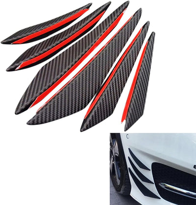 6 Pezzi Labbro Paraurti Anteriore in Fibra Di Carbonio ABS, Universale Pinne Spoiler Canard Trim Kit, Canard Spoiler per Paraurti Anteriore Auto, Adatto a Qualsiasi Auto