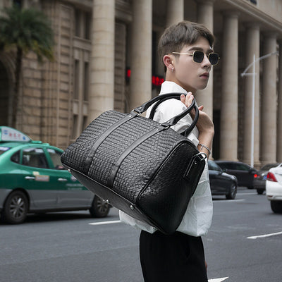 Spot Spring New European and American Style Neutral Travel Bag Business Portable Big Bag Solid Color Single Shoulder Hand-Woven Bag