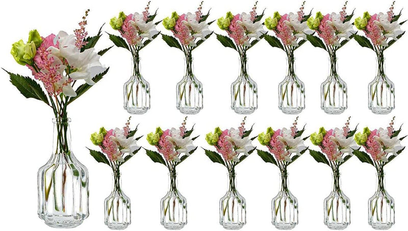 12 X Piccoli Vasi Bottiglie Di Vetro Halsi Bottiglie Di Vetro Landhaus Vintage Vaso Bottiglia Trasparente Mini Bottiglie Di Latte Decorative Bianco, 12 X