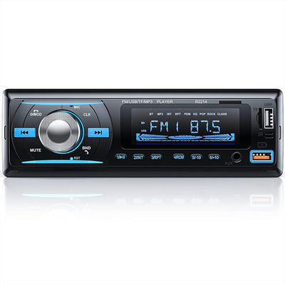 RDS Autoradio Bluetooth 5.0 Vivavoce,  FM/AM Bluetooth Autoradio Con Telecomando, Supporto Due USB/AUX In/Sd/Tf/Wma/Wav/Mp3 Player, 1 DIN Stereo Radio 4X65W Supporto Ios Android