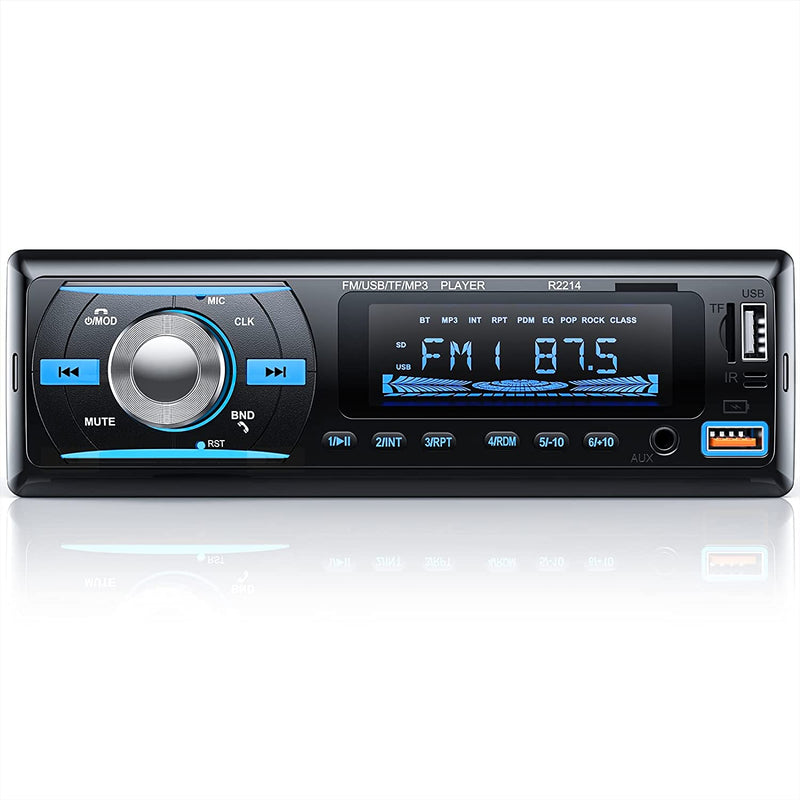 RDS Autoradio Bluetooth 5.0 Vivavoce,  FM/AM Bluetooth Autoradio Con Telecomando, Supporto Due USB/AUX In/Sd/Tf/Wma/Wav/Mp3 Player, 1 DIN Stereo Radio 4X65W Supporto Ios Android