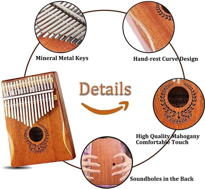 Kalimba 17 Tasti Pianoforte a Pollice - Strumento Musicale Professionale Mbira Sanza Finger Piano Con Custodia Protettiva Istruzioni per Lo Studio Martello per Accordare Regalo per Bambini Adulti