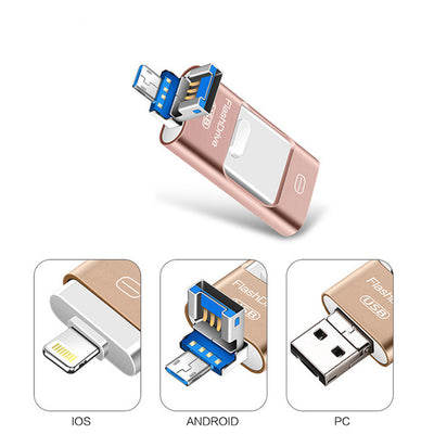 Universal Three-In-One USB Drive for Mobile Phone and Computer