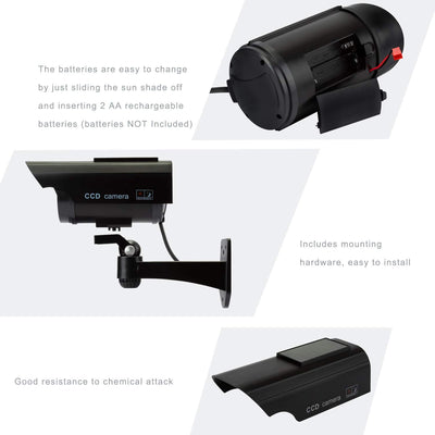 Telecamere Fittizie Di Sorveglianza Da Esterno/Interno Energia Solare Videocamera Antifurto Con LED Lampeggiante CCTV D'Imitazione - 4 Pezzi