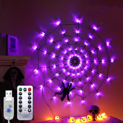 Halloween Led Spider Web String Light 5V Remote Control 8 Modes Net Mesh Atmosphere Lamp Outdoor Indoor Party Decor Led Light