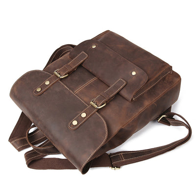 Men'S Backpack Backpack Bag Retro Crazy Horse Leather Bag Retro Casual Male Computer Bag Wholesale