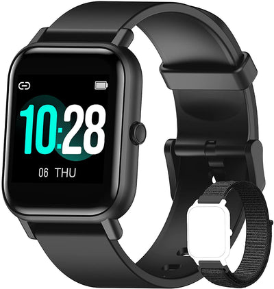 Smartwatch Uomo Donna,Orologio Fitness Con Contapassi Saturimetro (Spo2) Sonno Cardiofrequenzimetro Da Polso, Activity Tracker Sport Impermeabile 5ATM per Android Ios(2 Cinturini)