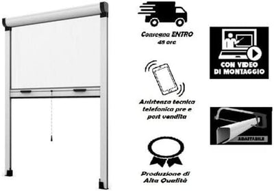 Zanzariera a Rullo Riducibile Verticale Fai Da Te in Kit Vari Colori E Misure Disponibili (100 X 160, Bianco)