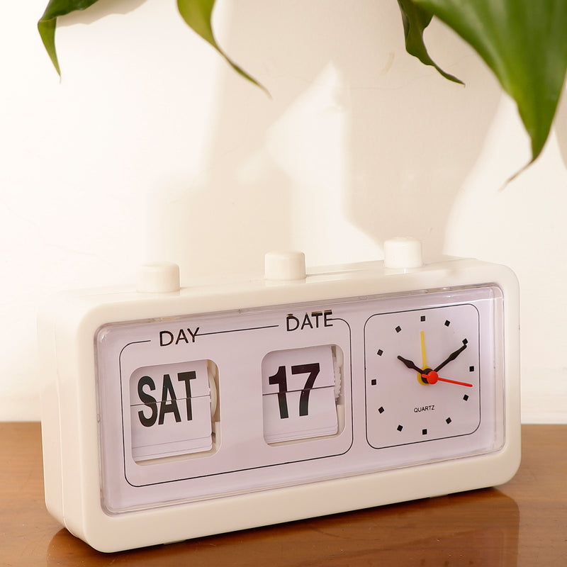 Retro Watch Automatic Flip Clock Non-Ticking Calendar Clock with Date Display