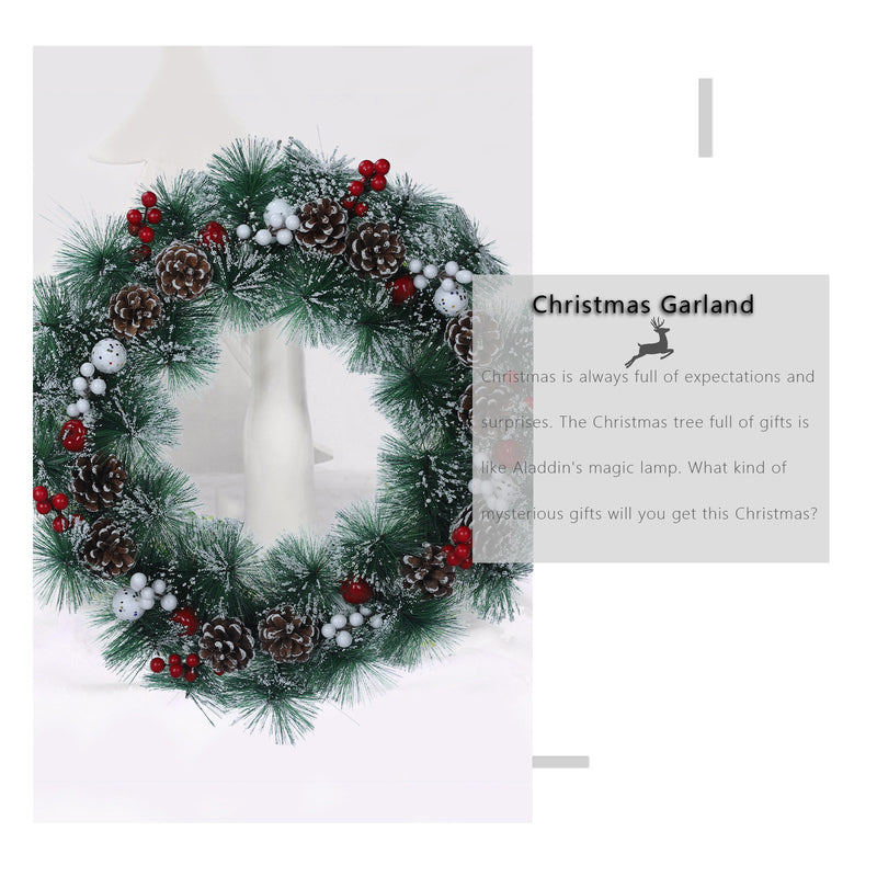 23 Inch Christmas Wreath for Front Door, Artificial Christmas Door Wreaths