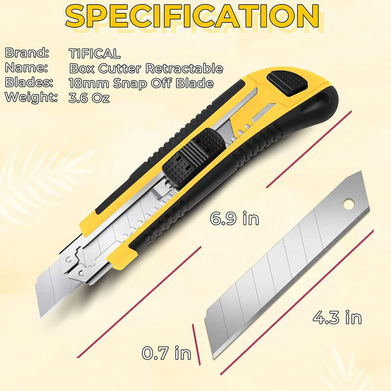 Cutter Professionale, 1 Pezzo Taglierini Retrattili, Design per Riporre La Lama, 10 Lame a Scatto Extra Da 18 Mm Incluse, Taglierino a Cambio Rapido per Il Lavoro