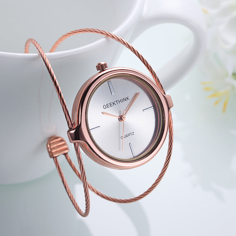 GEEKTHINK Metropolitan Fashion Luxury Brand Quartz Watch Women Bracelet Ladies Rose Gold Girls Female Steel Band Casual New