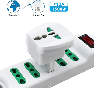 Adattatore Universale Da Viaggio, Adapter/Adattatore Da Viaggio World to Italy, Bianco, 2 Pezzi