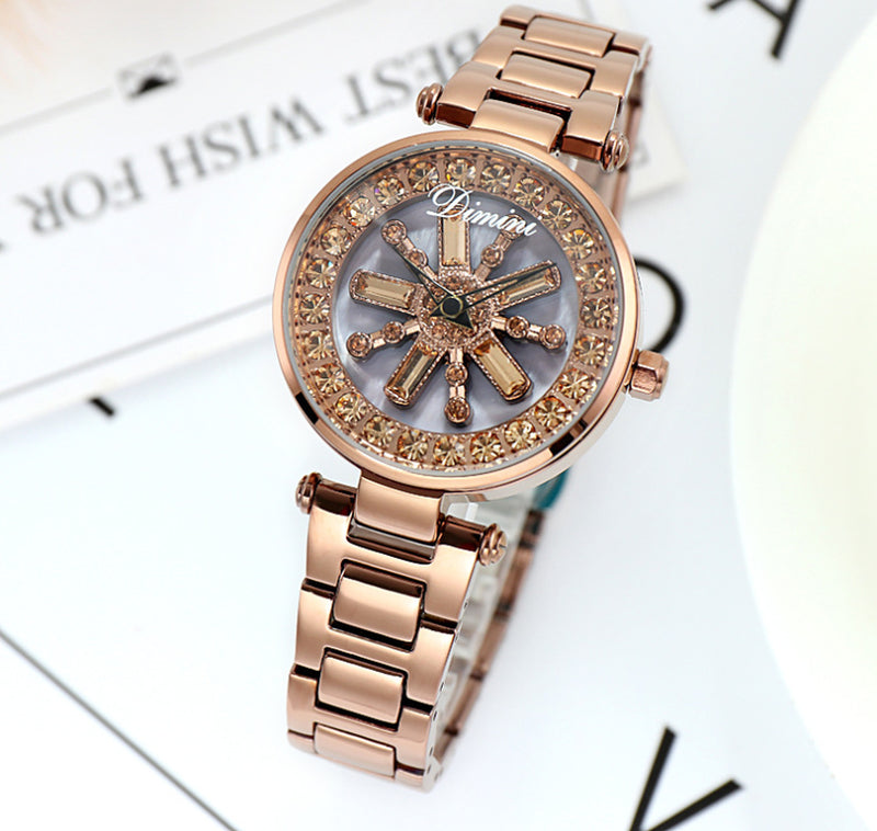 Time to Run Rhinestone Steel Belt Fashion Trend Student Fashion Watch Watch Female