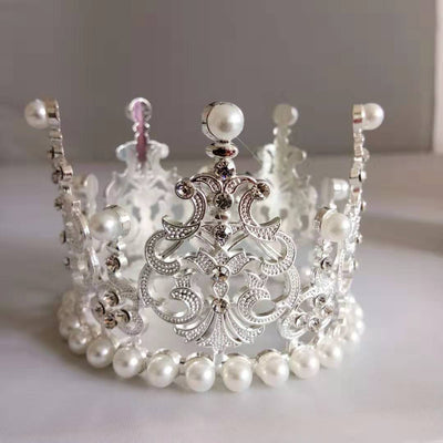 Alloy round Pearl Crown Cake Decoration