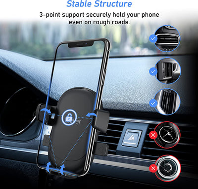 Porta Cellulare Da Auto, Universale Supporto Cellulare Auto Supporto Auto Smartphone Bocchetta Dell'Aria 360° Di Rotazione E Operare Con Una Sola Mano per Iphone, Galaxy, Xiaomi