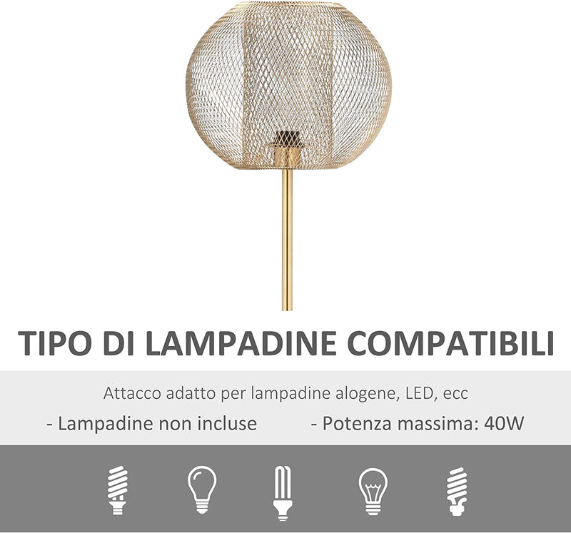 Lampada Da Terra in Metallo Oro, Lampada a Piantana Moderna Con Paralume Di Design per Salotto E Camera Da Letto, E27 40W