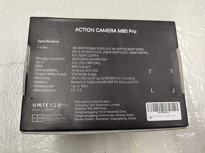 Action Cam Pro【Aggiornato】4K 20MP Fotocamera EIS WIFI 2 Pollici Ultra HD Impermeabile 40M Sott'Acqua Con Mic Esterno 2.4G Telecomando 170°Grandangolare Due 1200Mah Batterie E Il Kit Accessori