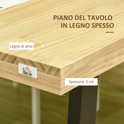 Tavolo Da Pranzo per 6 Persone in Legno Con Base in Acciaio E Piedini Regolabili, 180X90X76Cm