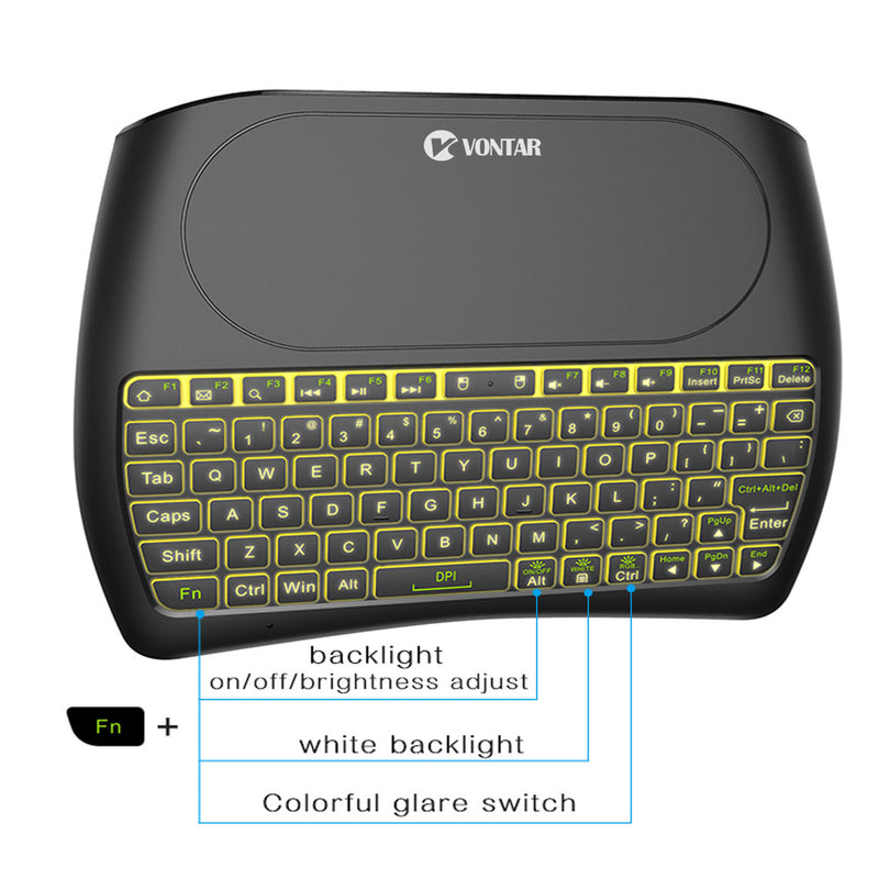 D8 Bluetooth Keyboard Wireless Mini Keyboard Dual Mode Seven-Color Backlit Version I8 2.4G