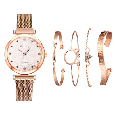 Net Belt Magnet Quartz Watch Bracelet 5Pcs/Set