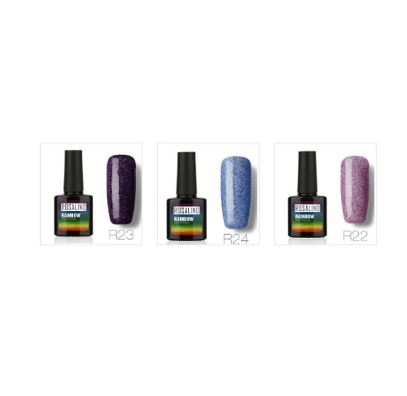 Nail Free, Long-Lasting, Non-Toxic, Nail Polish, ROSALIND Phototherapy Glue, Star Studded Rainbow System.