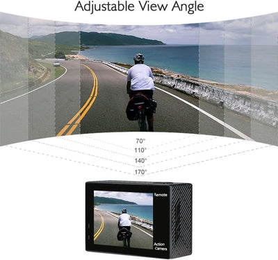 Brave 4 Action Cam - Fotocamera Subacquea 4K 20MP Con Stabilizzatore EIS, Zoom 5X E Telecomando 2.4G, Videocamera Subacquea Impermeabile Con Kit Di Accessori E 2 Batterie