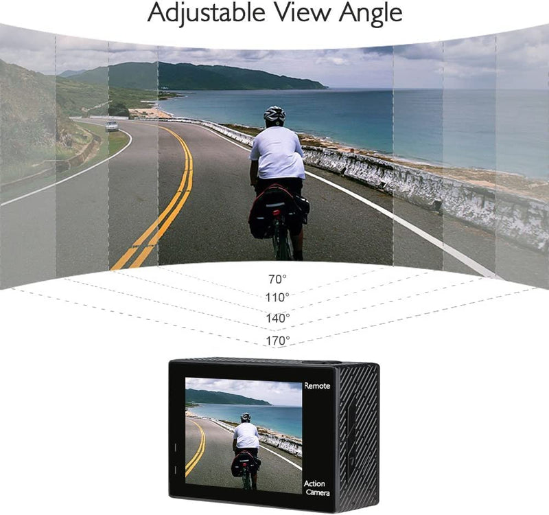Brave 4 Action Cam - Fotocamera Subacquea 4K 20MP Con Stabilizzatore EIS, Zoom 5X E Telecomando 2.4G, Videocamera Subacquea Impermeabile Con Kit Di Accessori E 2 Batterie