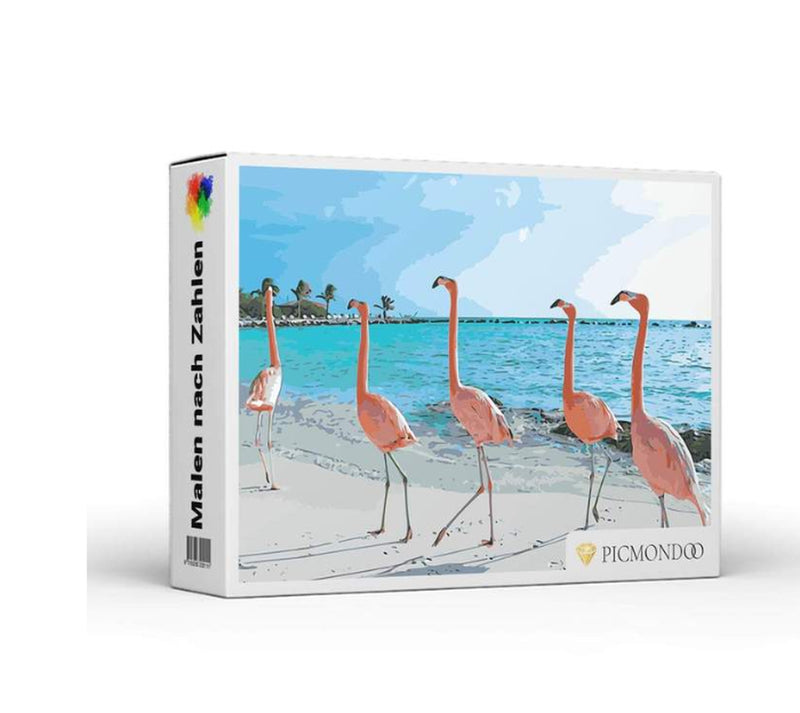 Paint by Numbers Set - Flamingos Beach