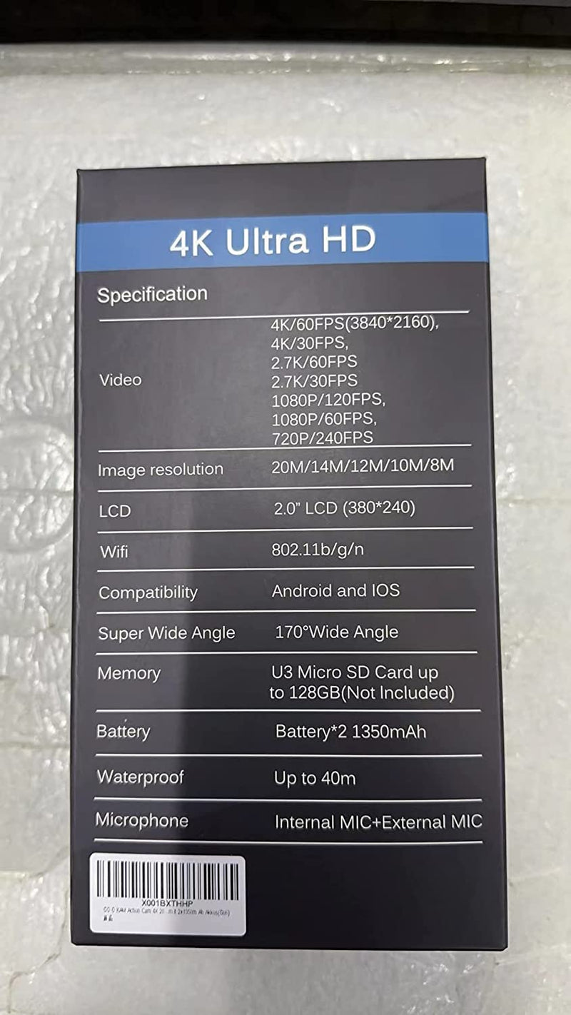 4K 60Fps Action Cam 20MP EIS Wifi Fotocamera Subacquea Impermeabile 40M Sott&