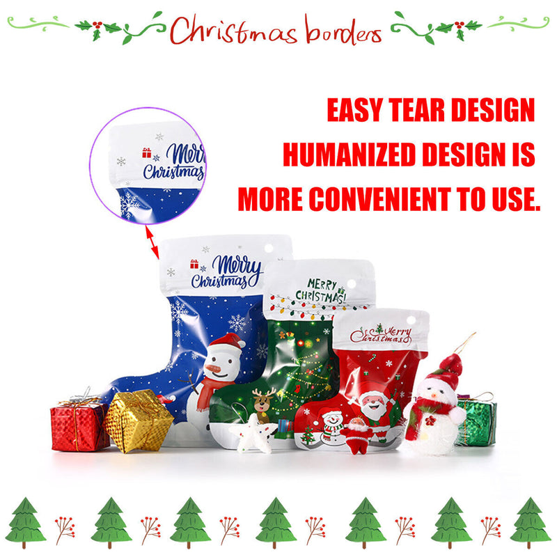 30PCS Christmas Ziplock with Ties Assorted Sizes Stocking Wrapping Bag