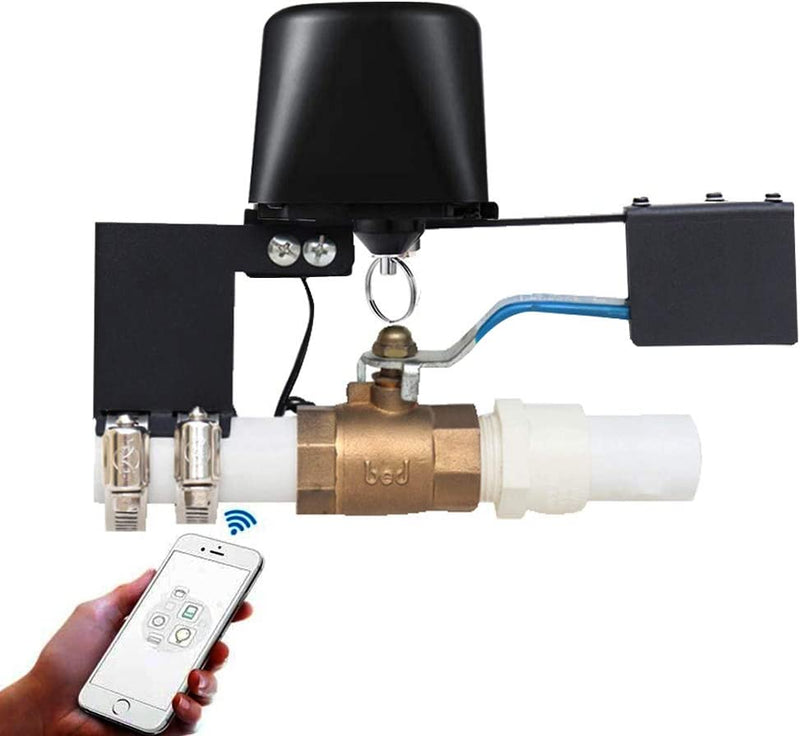 Smart Water Valve - Valvola Di Intercettazione Wifi, Compatibile Con Alexa E Google, Controllo Vocale Automatico, Controllo Bluetooth, per Cucina, Giardino, Fattoria (Nero)