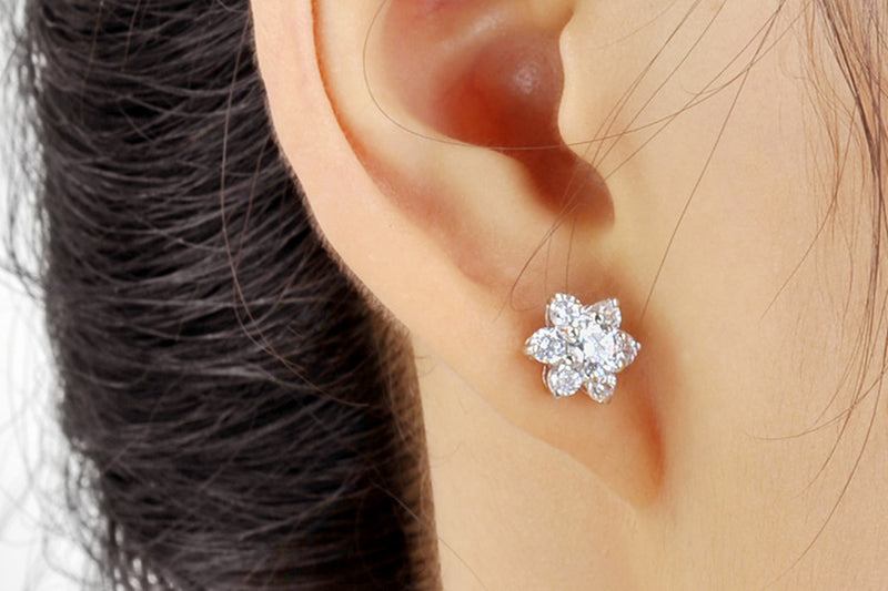 Full Diamond Snowflake Stud Earrings