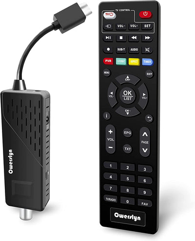 Decoder DVB-T2, Decoder Digitale Terrestre 2022/2023, HD 1080P H265 HEVC Main 10 Bit, HDMI CEC TV Stick Supporto Uscita HDMI/AV E USB Multimediale/Funzione PVR [Telecomando 2In 1 Con Comandi TV]