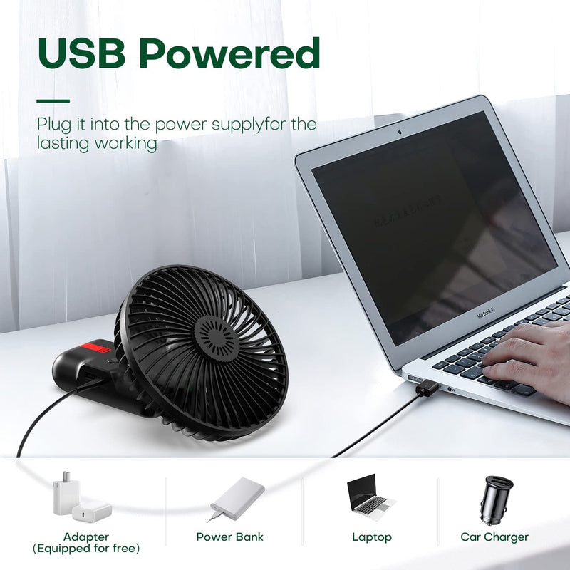 Ventilatore Portatile, Ventilatore USB Ricaricabile Con Luce LED, Gancio, Diffusore Di Aromi, Rotazione Di 180°, 3 Velocità, Power Bank, Mini Ventilatore per Casa, Ufficio, Tenda