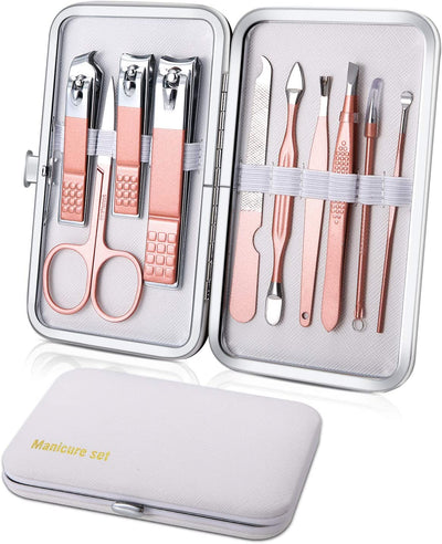 Tagliaunghie Set Professionale - Manicure Set Grooming Kit Strumenti per Manicure E Pedicure 10Pcs (Bianco)