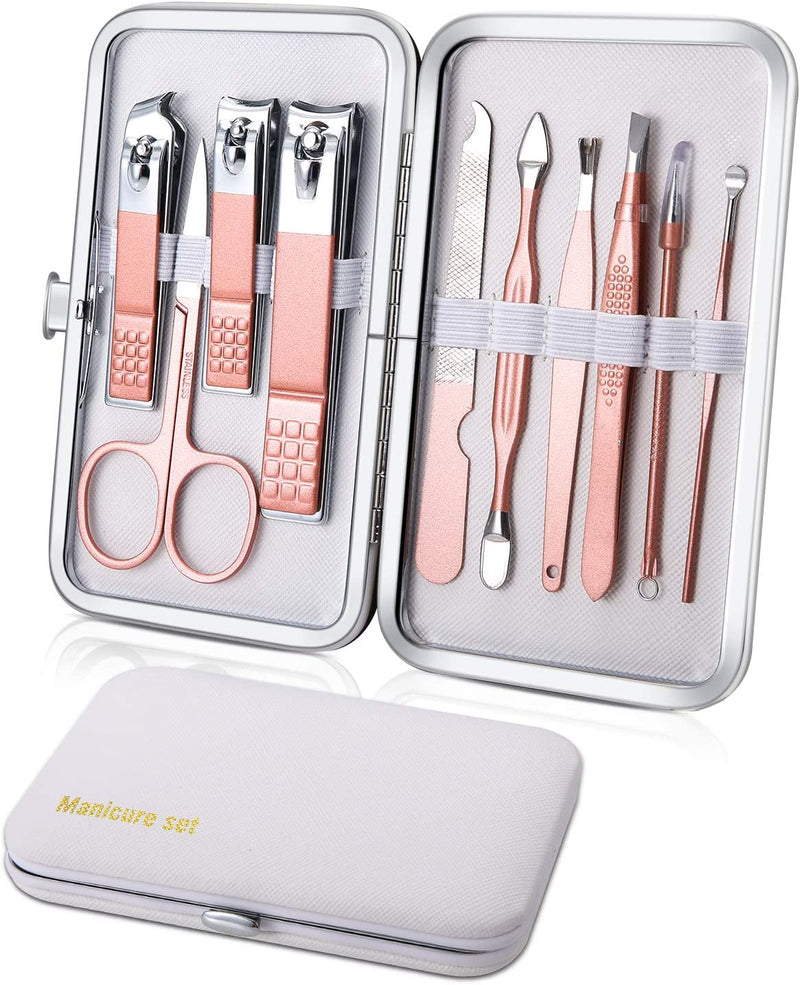 Tagliaunghie Set Professionale - Manicure Set Grooming Kit Strumenti per Manicure E Pedicure 10Pcs (Bianco)