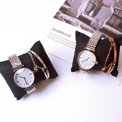 Wrist Watches Douyin the Same Gypsophila Watch Set Wechat Ladies Watch Bracelet Two-Piece Set