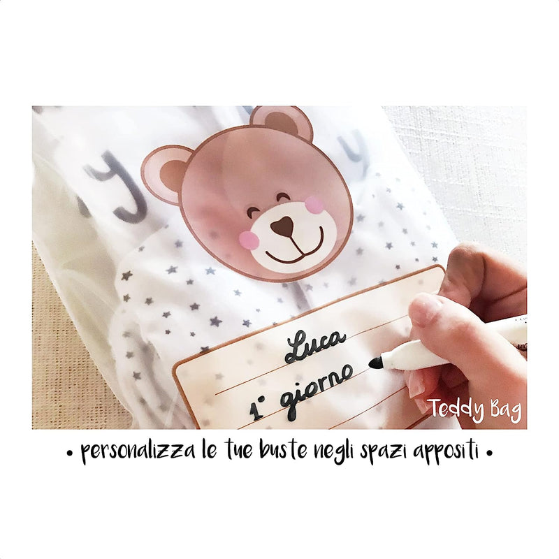 8 Bustine Corredino Neonato 100% Made in Italy Sacchetti Cambio Bimbo Borsone Nascita per Future Mamme Borsa Parto Ospedale Lista Nascita Bebè Regalo Neonati Maschio E Femmina