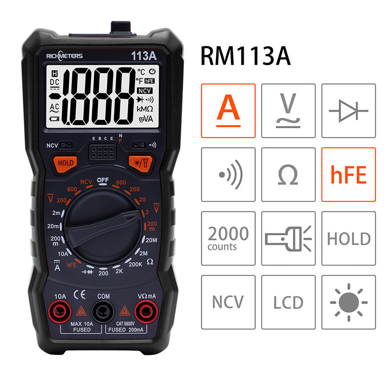 AC/DC Digital Multimeter Voltage/Current NCV Professional Portable Multimeter