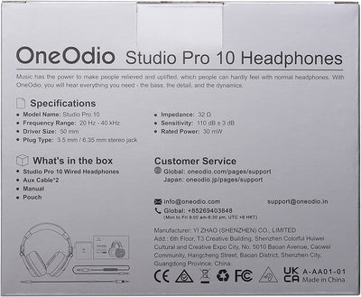 Pro 10 Cuffie over Ear, Cuffie Cablate Con Shareporte Microfono, Jack 3,5 Mm E 6,35 Mm, Cuffie Perregistrazione, Mixaggio, Monitoraggio in Studio, DJ, Chitarra,Podcast, Cellulare, PC